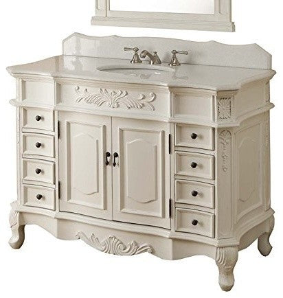 48" Traditional-Style Antique-Style White Morton Bathroom Sink Vanity
