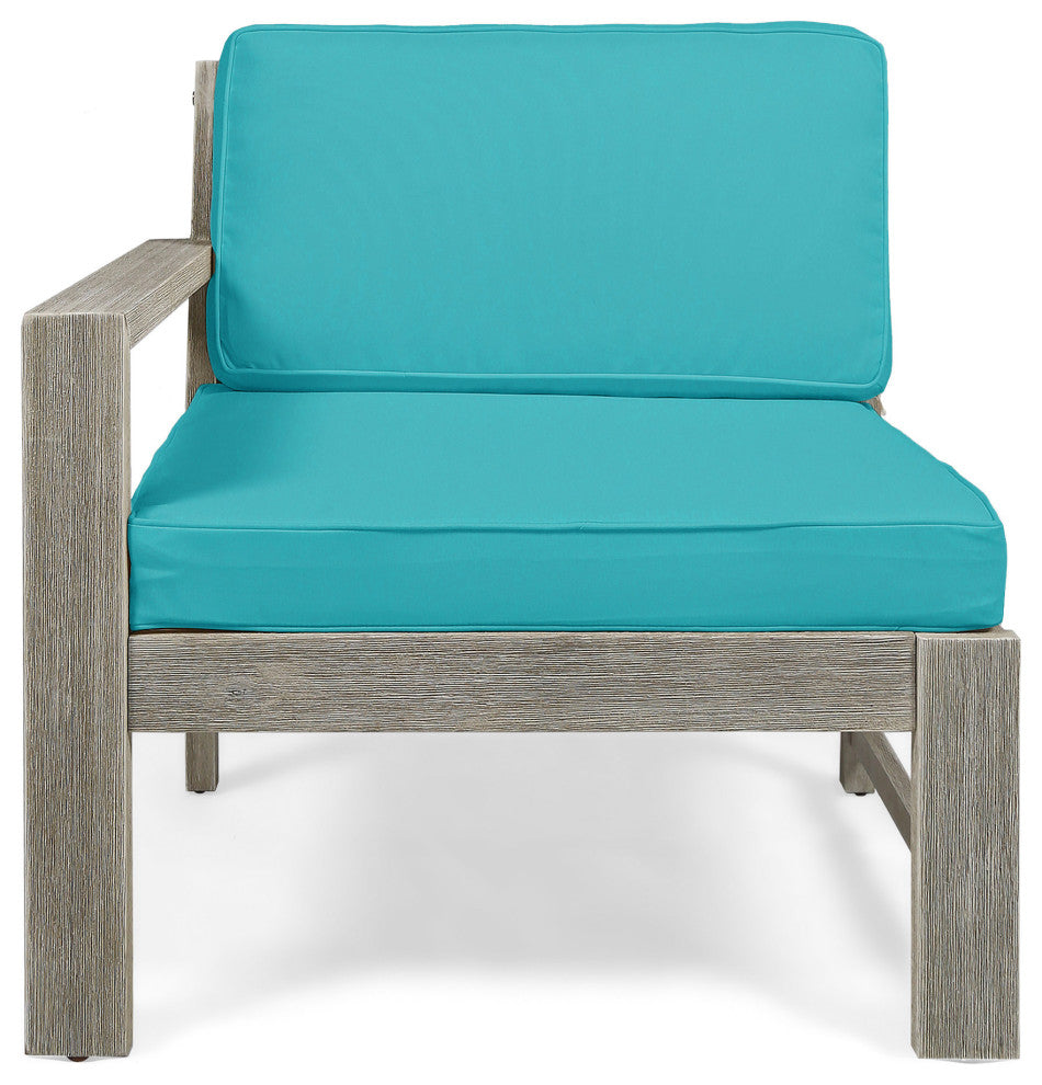 Isabella Ana Outdoor 3-Seater Acacia Wood Sofa With Cushions, Teal