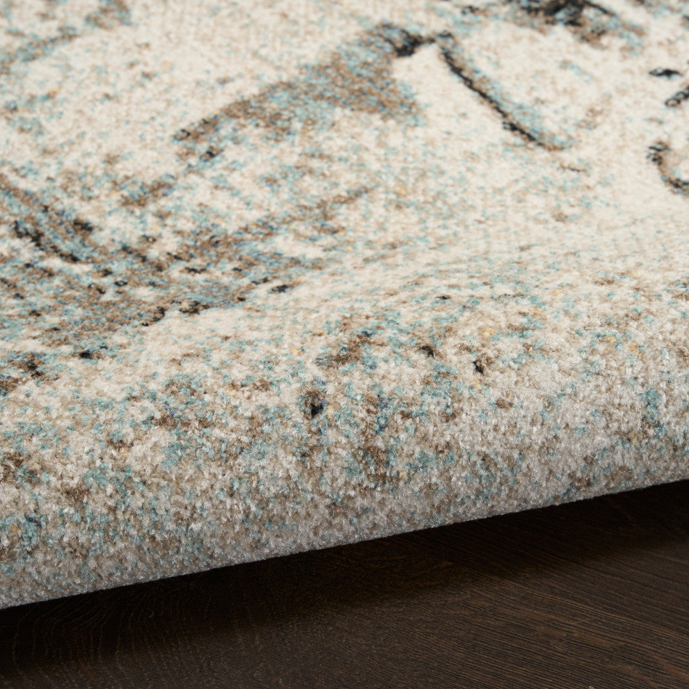 Nourison Washable Decor 5'3" x 7' Blue Modern Indoor Rug