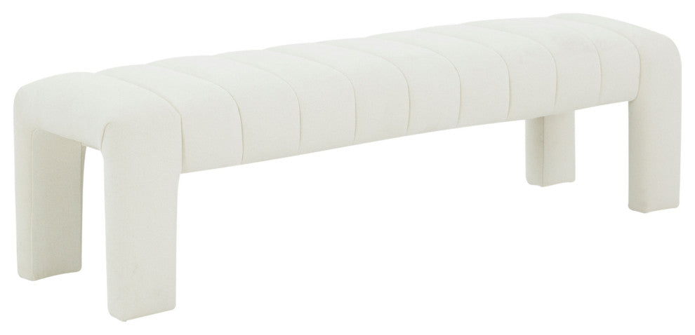 Safavieh Couture Bellisima Channel Tufted Bench, Ivory