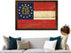 Georgia State Vintage Flag Print With Brown Gold Frame, 19"X27"