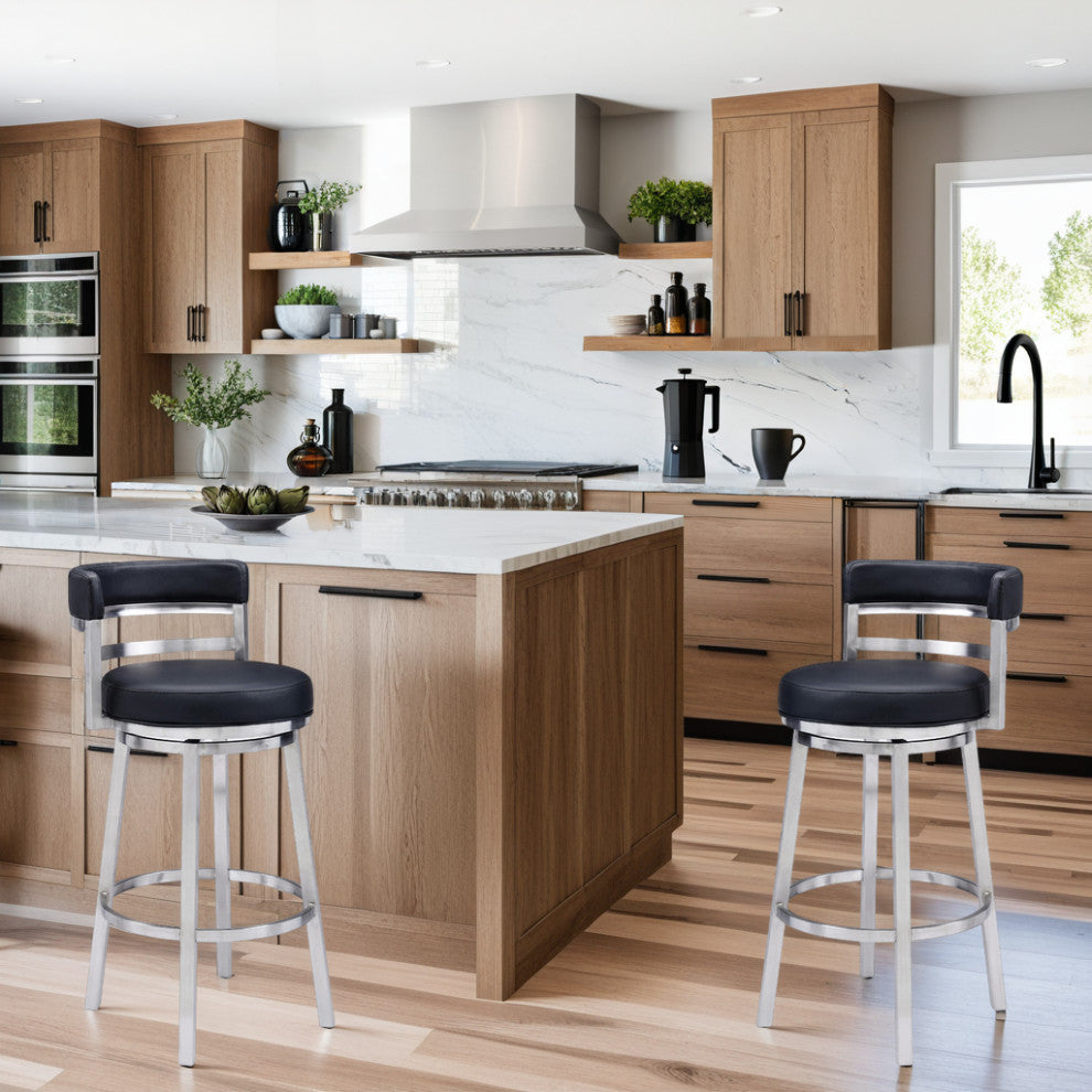 Madrid Swivel Stool, Black, 26"