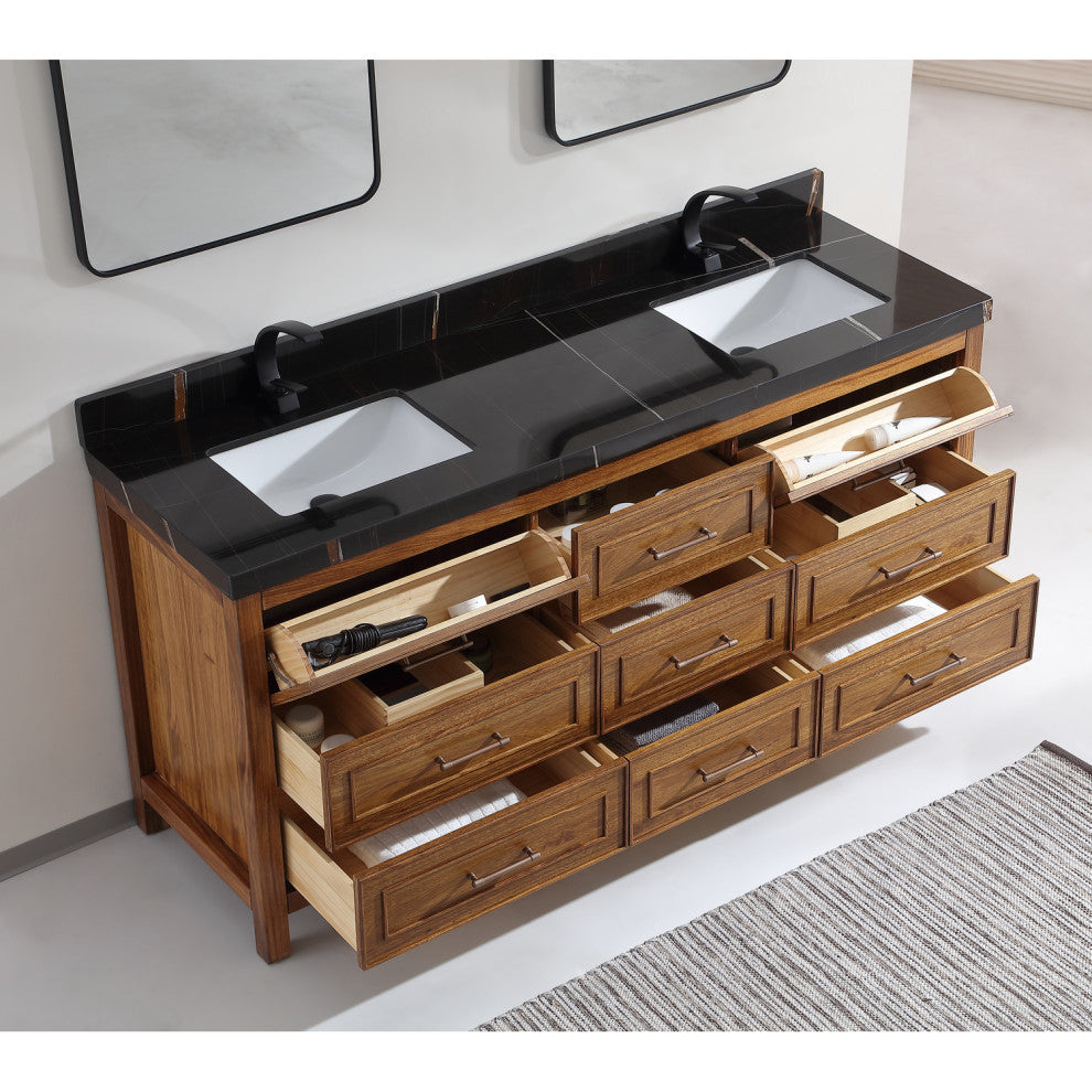 WK2428-72-EW-B Vanity With Mirror, Sconce and Faucet Included