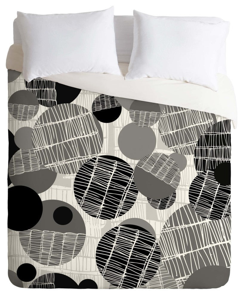Deny Designs Rachael Taylor Textured Geo Gray And Black Duvet Cover - Lightweigh