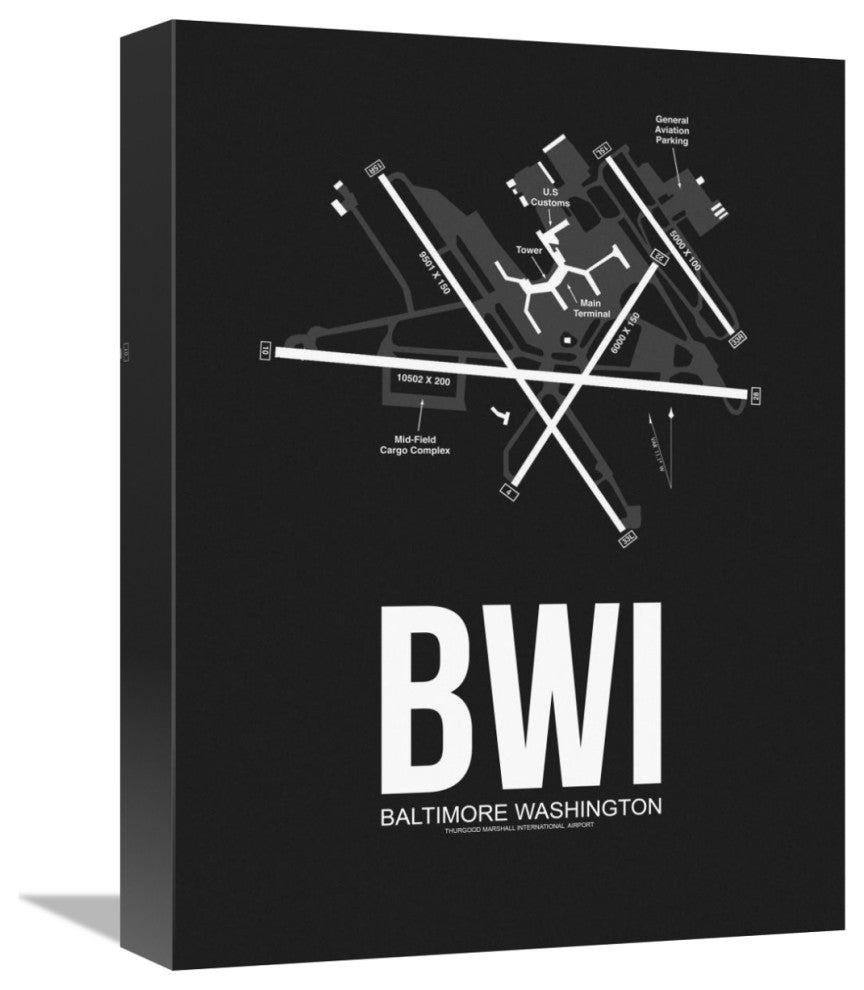 "BWI Baltimore Airport Black" Fine Art Print