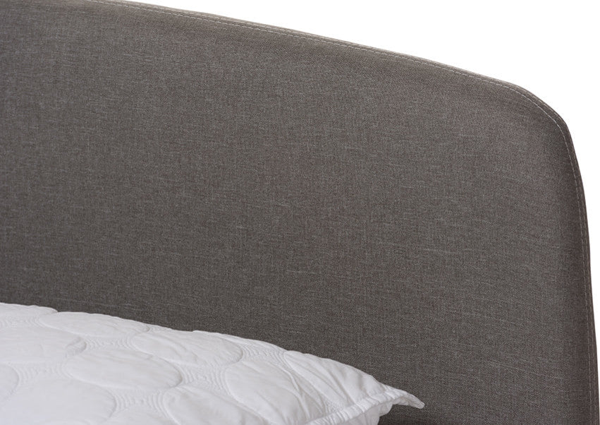 Mia Mid-Century Light Gray Fabric Upholstered King Size Platform Bed
