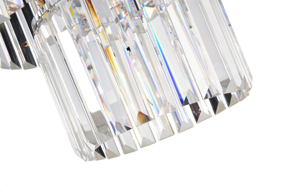 4-Light Double Drum Rectangular Colonial Crystals Shade Pendant Chandelier Glam