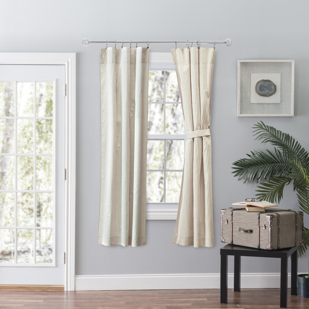 Plaza Stripe Tailored Panel Pair, Tan, 56"x63"