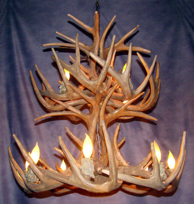 Reproduction Antler Whitetail Double-Tier Chandelier Light, RS-19