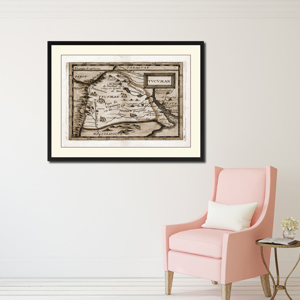 Tucuman Argentina Buenos Aires Vintage Sepia Map Canvas Print, 28"x37"