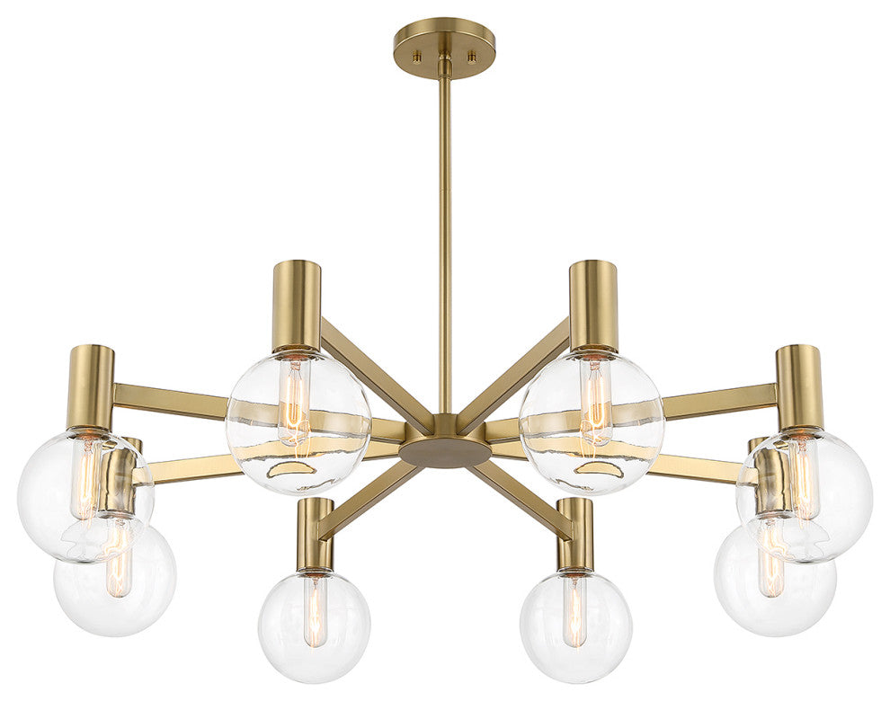 Wright 8-Light Chandelier, Matte Black, Warm Brass