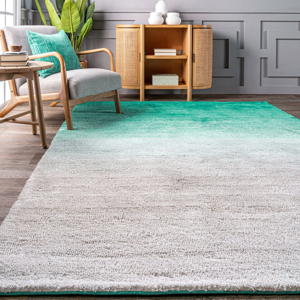 Nuloom Hand-Tufted Ombre Shag Os02 Rug, Turquoise 2'6"x8'runner