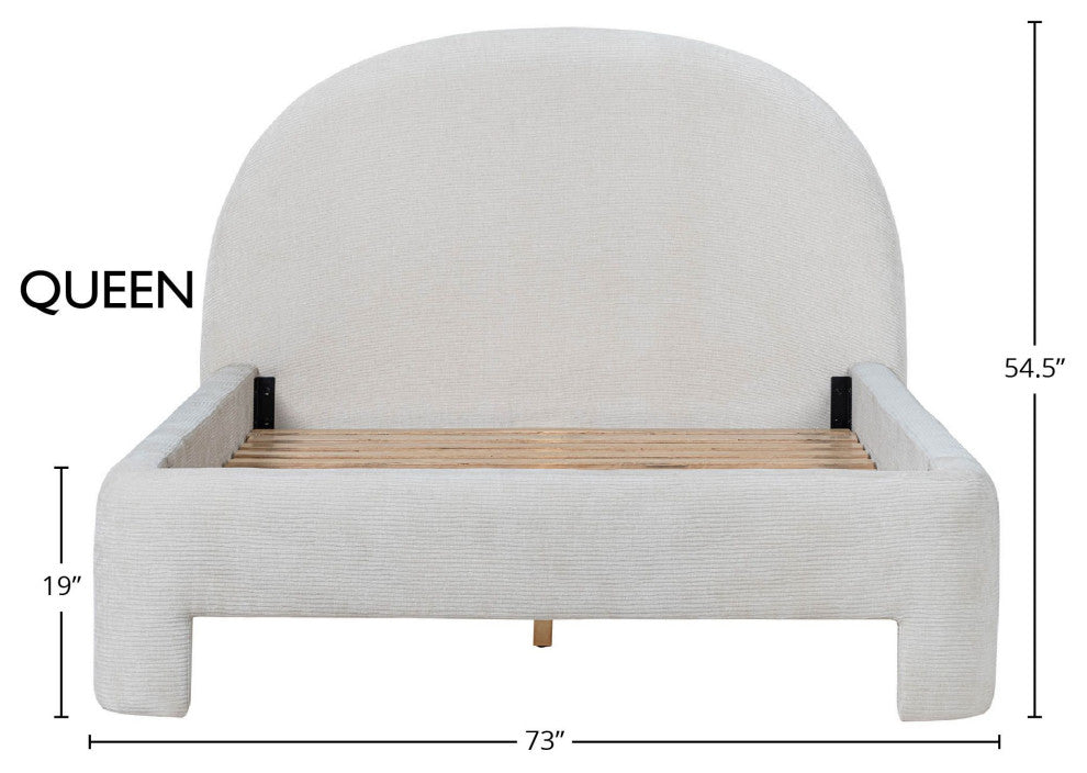 Nina Upholstered Platform Bed, Beige, Queen