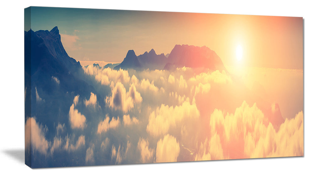"Sky Above Floating Clouds" Contemporary Landscape Canvas Art, 40"x20"
