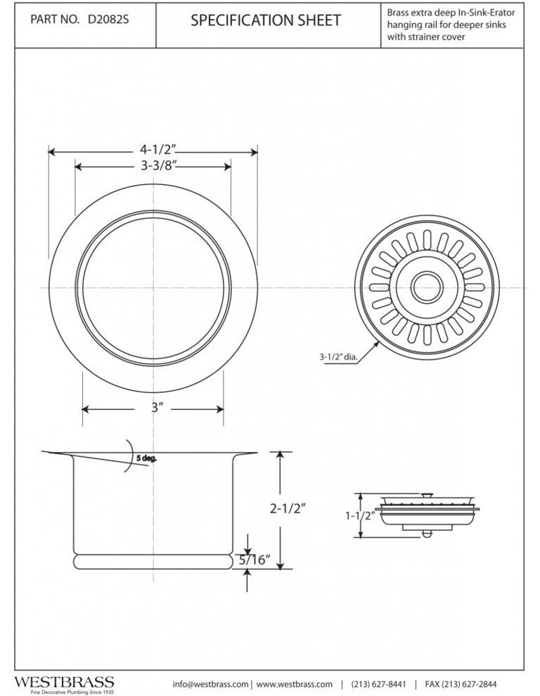 Insinkerator Style Extra-Deep Disposal Flange And Strainer, Satin Nickel