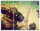 "Eiffel Tower Retro Style" Glossy Metal Wall Art, 3 Panels, 36"x28"