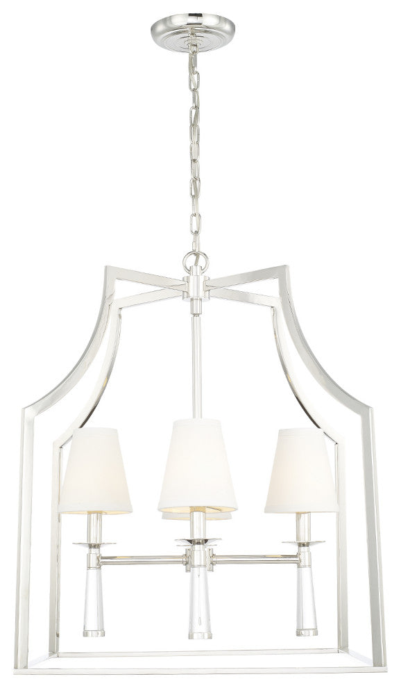 Crystorama Baxter 4-Light Oil Rubbed Bronze Chandelier, Polished Nickel