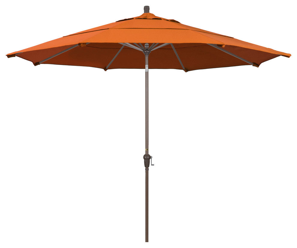 11' Champagne Auto-Tilt Crank Lift Aluminum Umbrella, Sunbrella, Tuscan