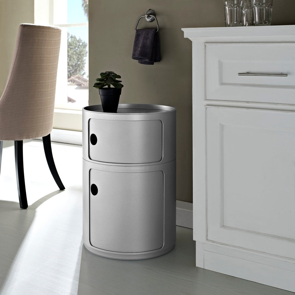 Modern Contemporary Living Room Storage Module Side Table Silver