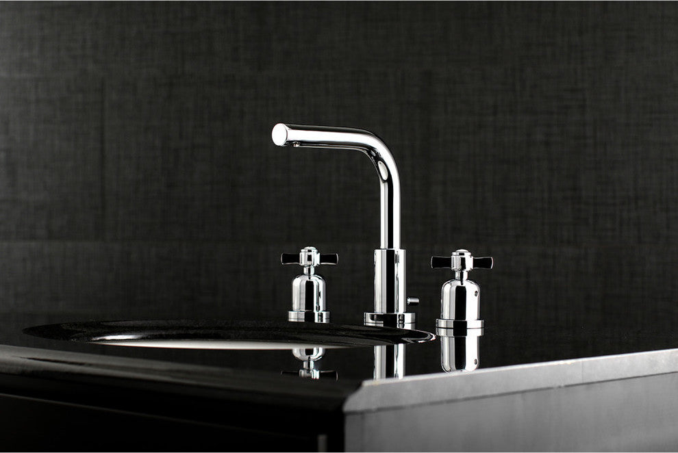 Fauceture Widespread Bathroom Faucet With Brass Pop-Up, Polished Chrome