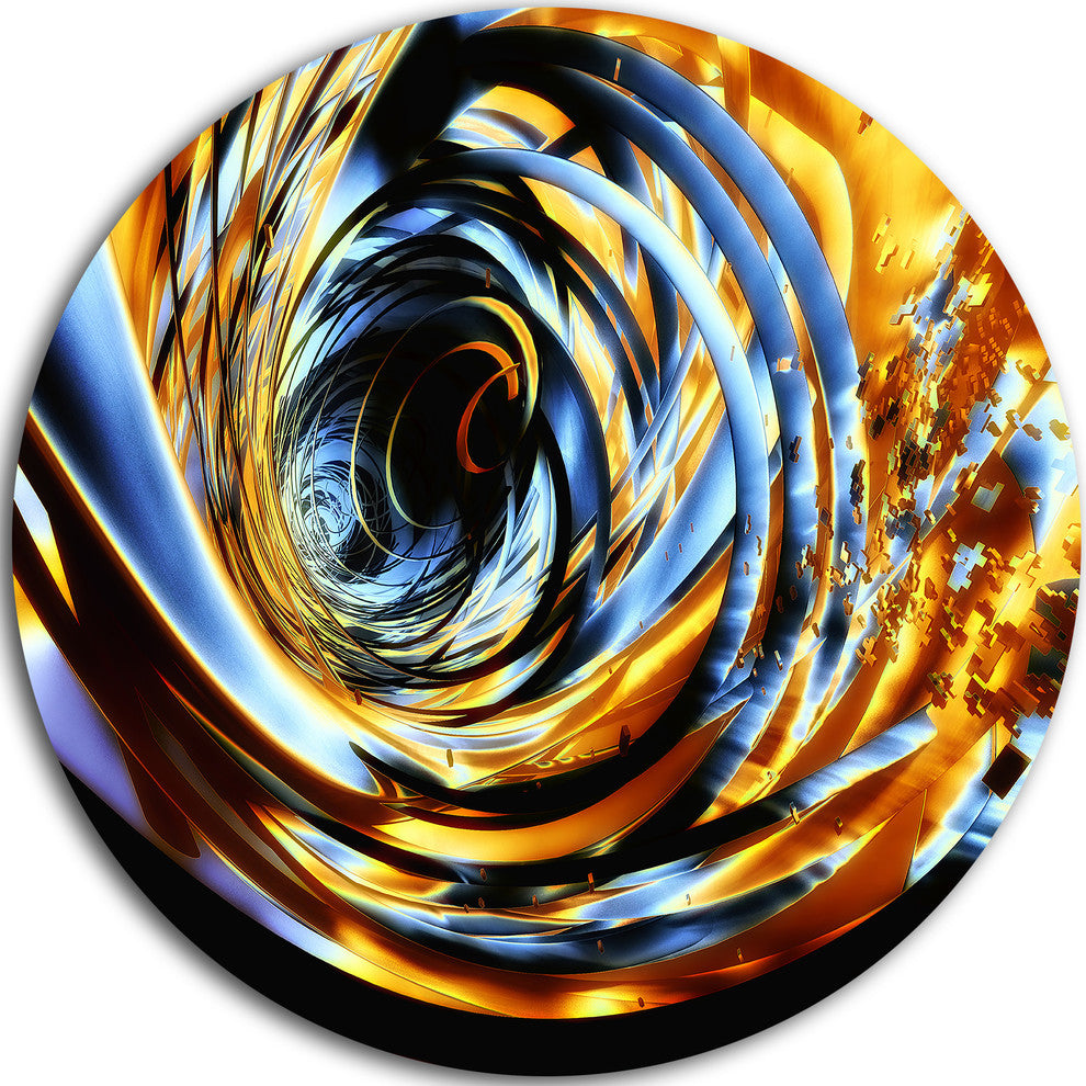 Fractal 3D Whirlwind Stripes, Abstract Art Round Metal Wall Art, 23"