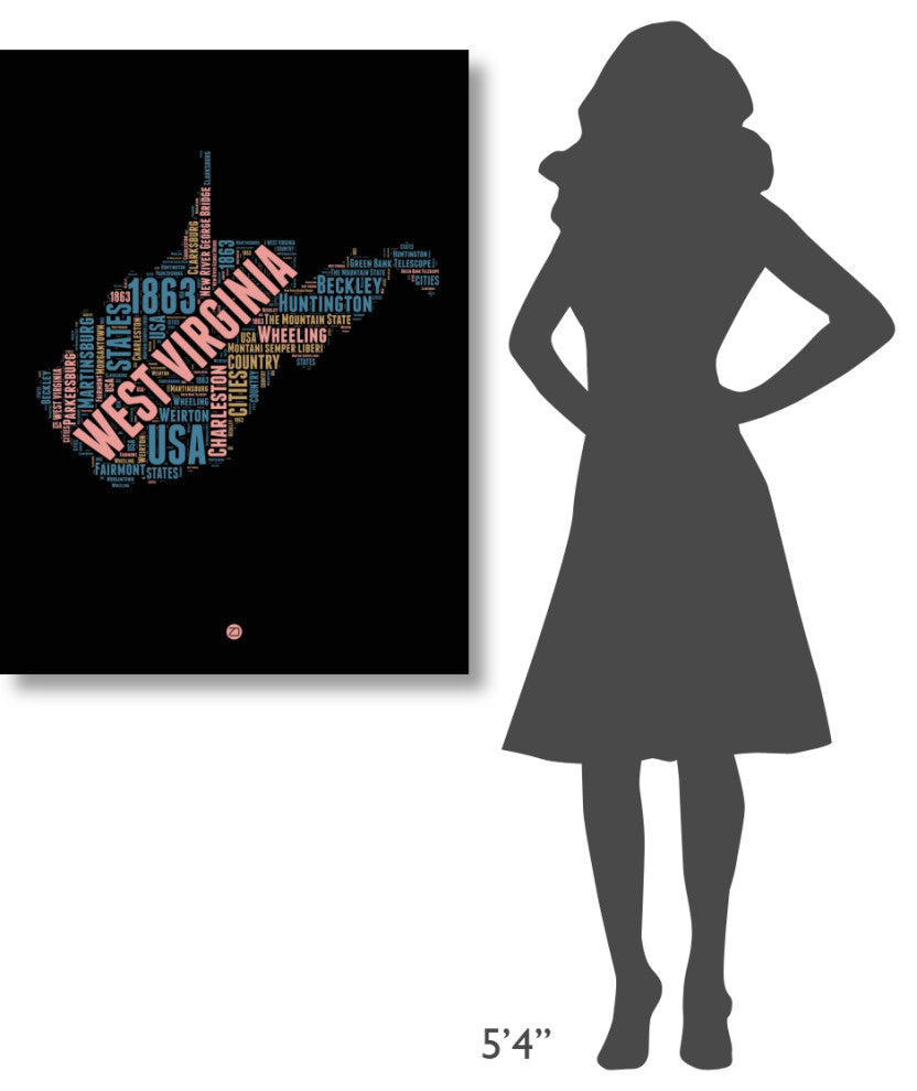 "West Virginia Word Cloud 1" Fine Art Print