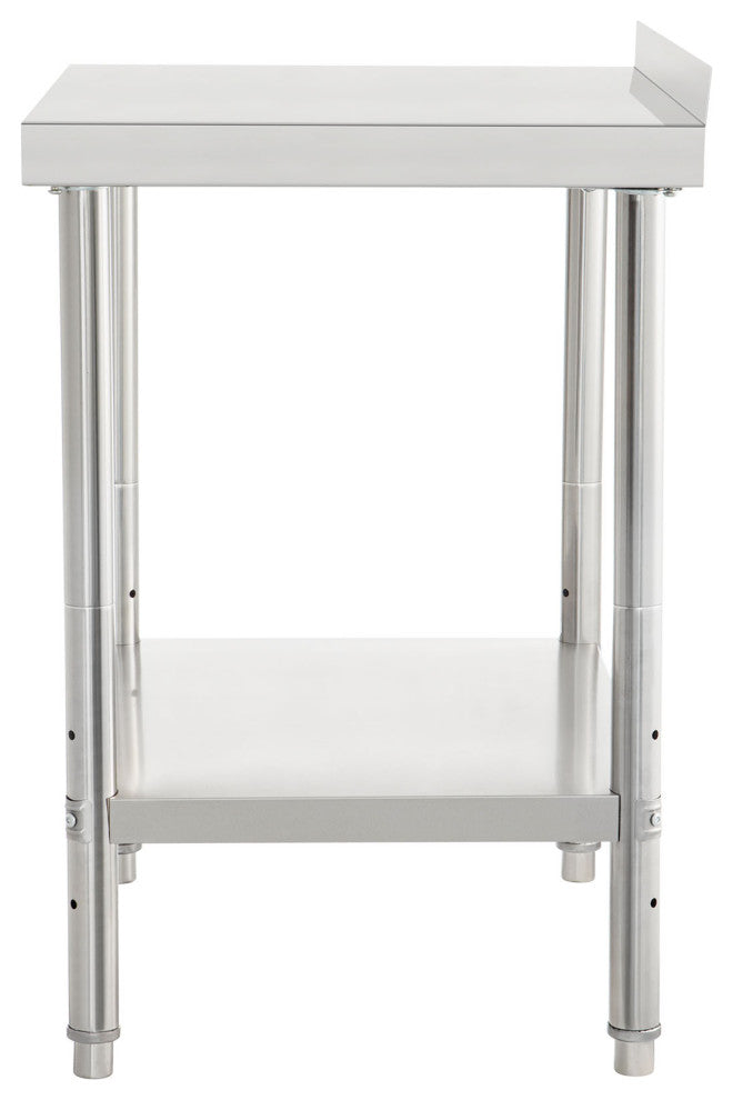 Stainless Steel Prep Table Heavy Duty Metal Worktable w/ Backsplash Undershelf, 30x24x35 Inch