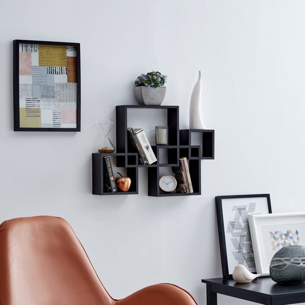Danya B Intersecting Cube Shelves, Black