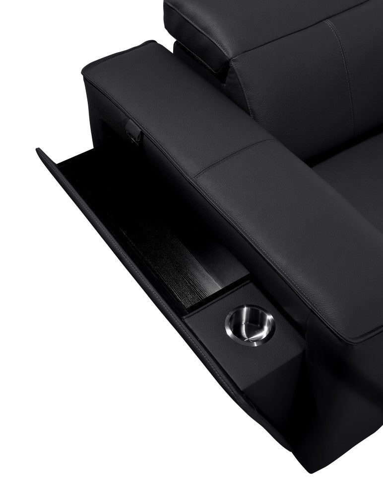 Niccolo Italian Leather 8-Piece U-Shaped 4 Power Reclining Sectional, Black