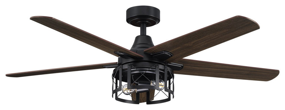 52 in. Reversible Blades Matte Black Ceiling Fan with Remote Control