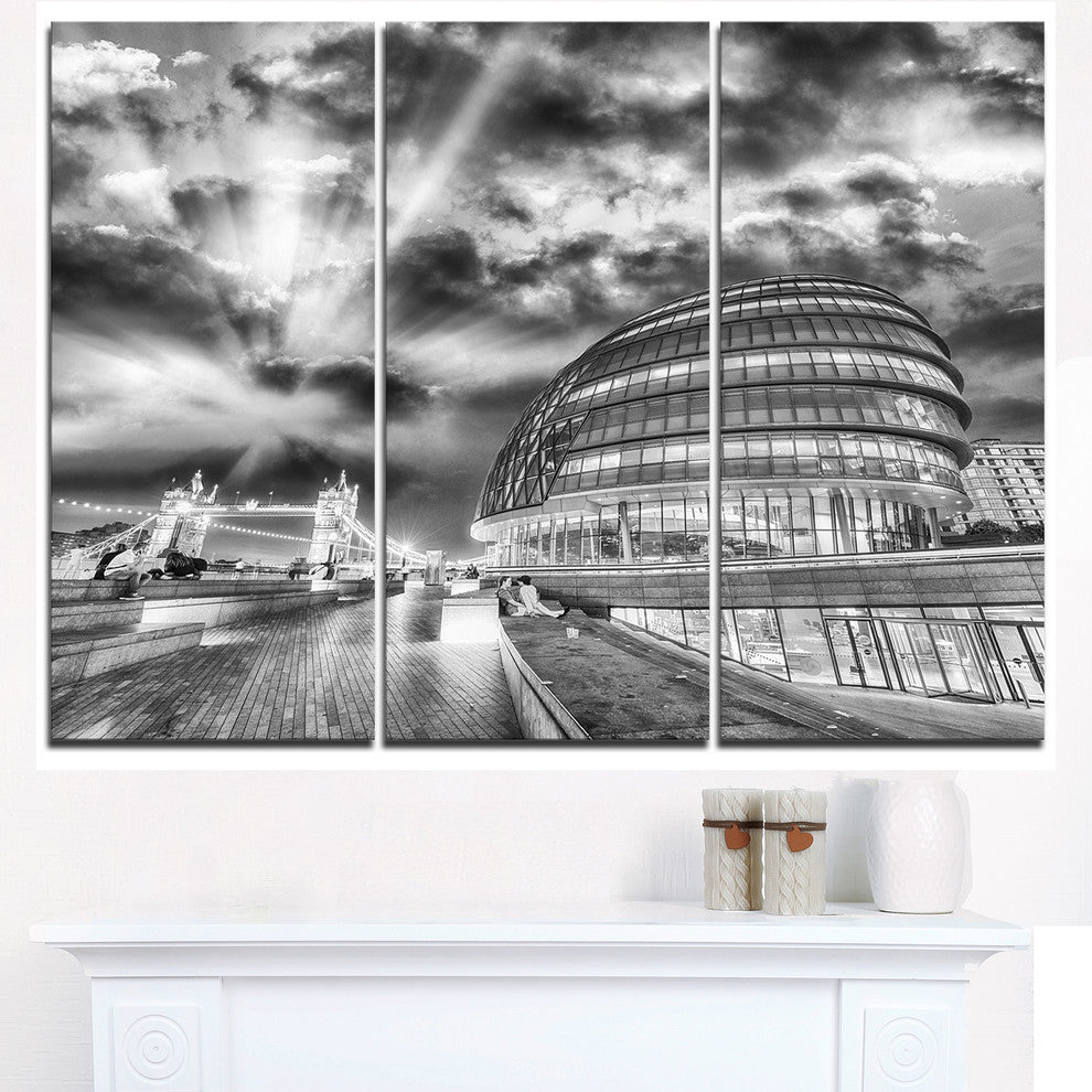 "London Night Cityscape around Southwark" Metal Wall Art, 3 Panels, 36"x28"