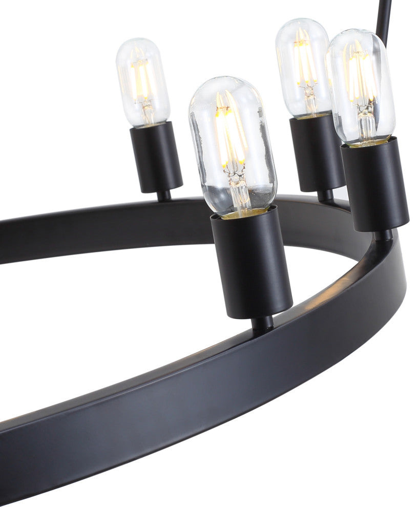 36-Light Pendant Light Modern Wagon Wheel Ceiling Light Chandelier, Black