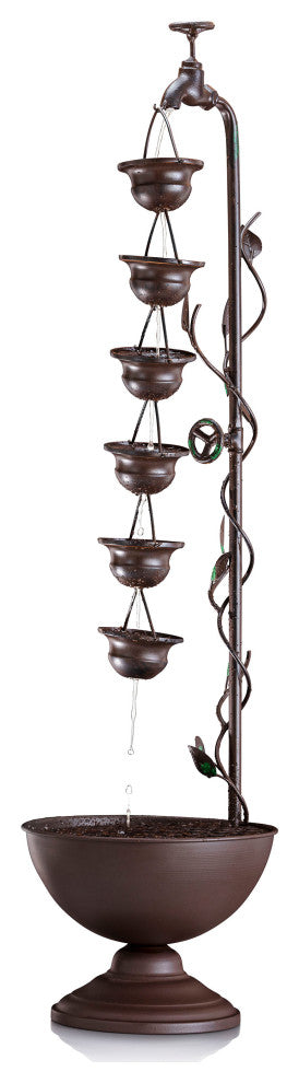 Alpine Metal Hanging 6-Cup Tier Layered Fountain, 36" Tall