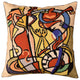 Wild Party I by Alfred Gockel Accent Pillow Cover-Handembroidered Wool 18x18"