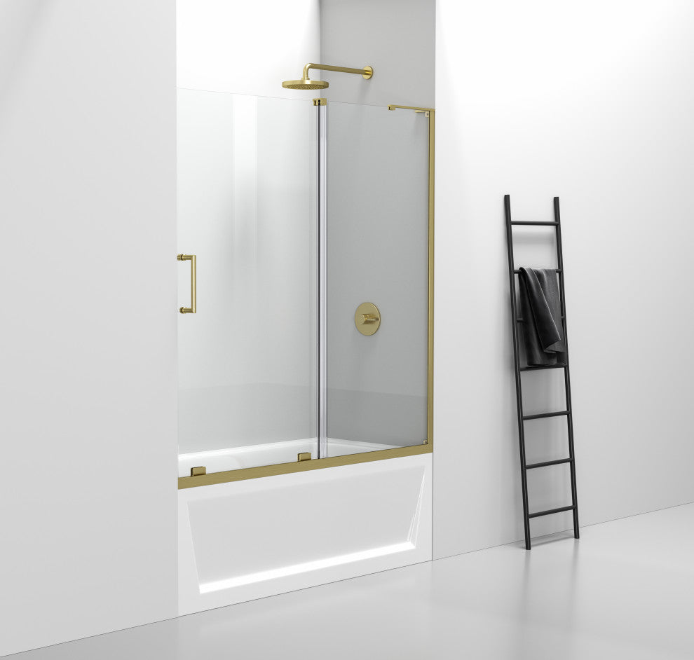 Home Living 60X60 Frameless Sliding Tub Door, Brushed Gold