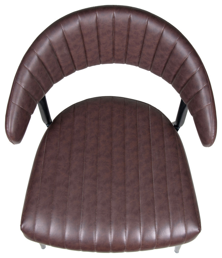 GDF Studio Curved Back Faux Leather Dining Chair, Brown/Black, Set of 4