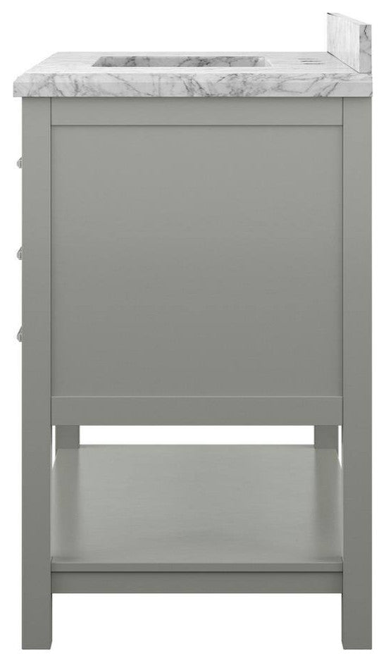 Affinity Bathroom Vanity With Carrara Marble Countertop, Grey, 37 in