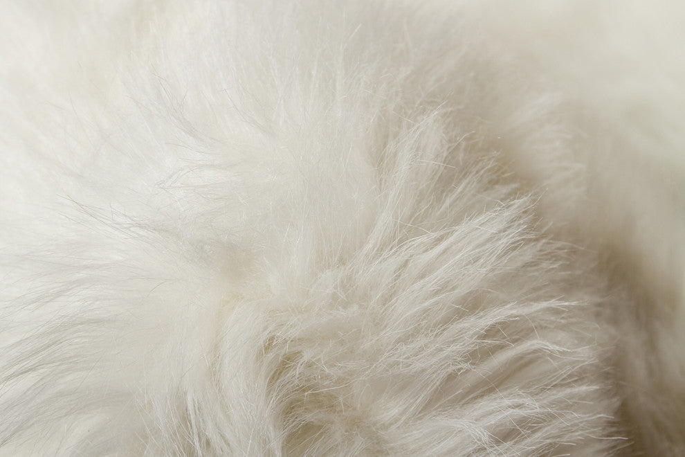 Arlington 6' Circular Faux Fur Rug, Off-White