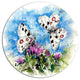 Apollo Butterflies Illustration On Blue, Floral Round Artwork, 38"
