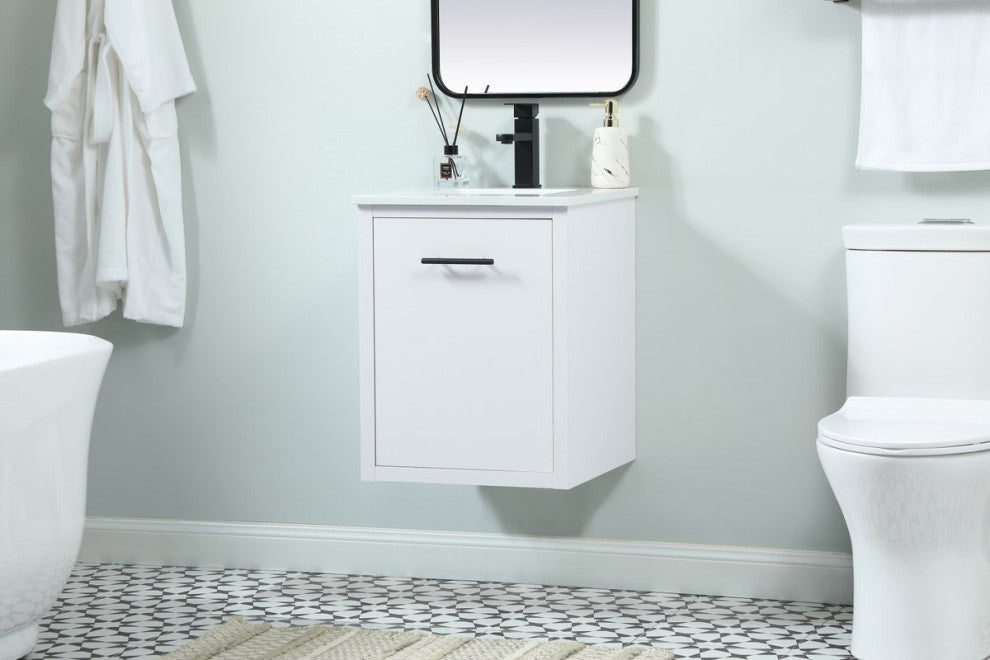 Home Living 19" Midcentury Modern White-Light Bathroom Vanity
