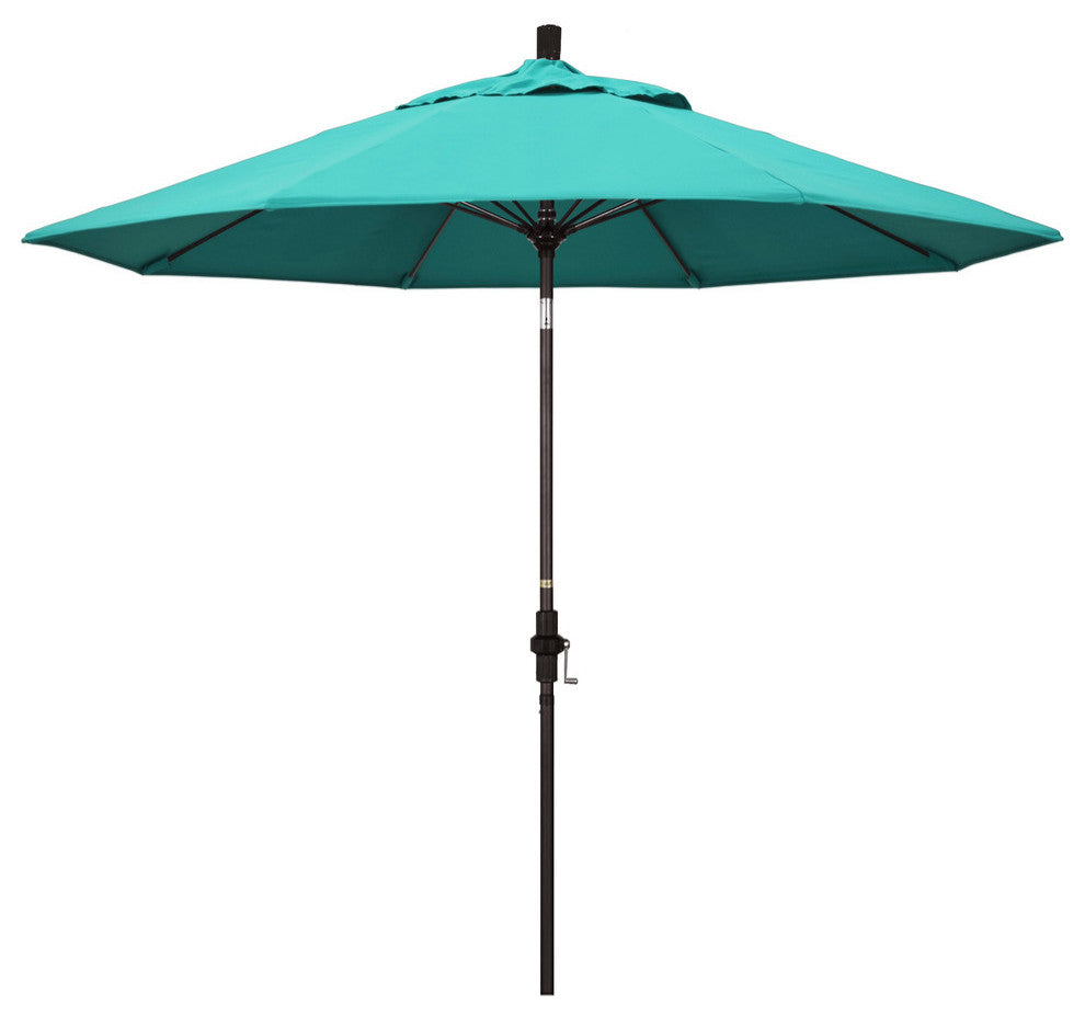 9' Bronze Collar Tilt Lift Fiberglass Rib Aluminum Umbrella, Sunbrella, Aruba
