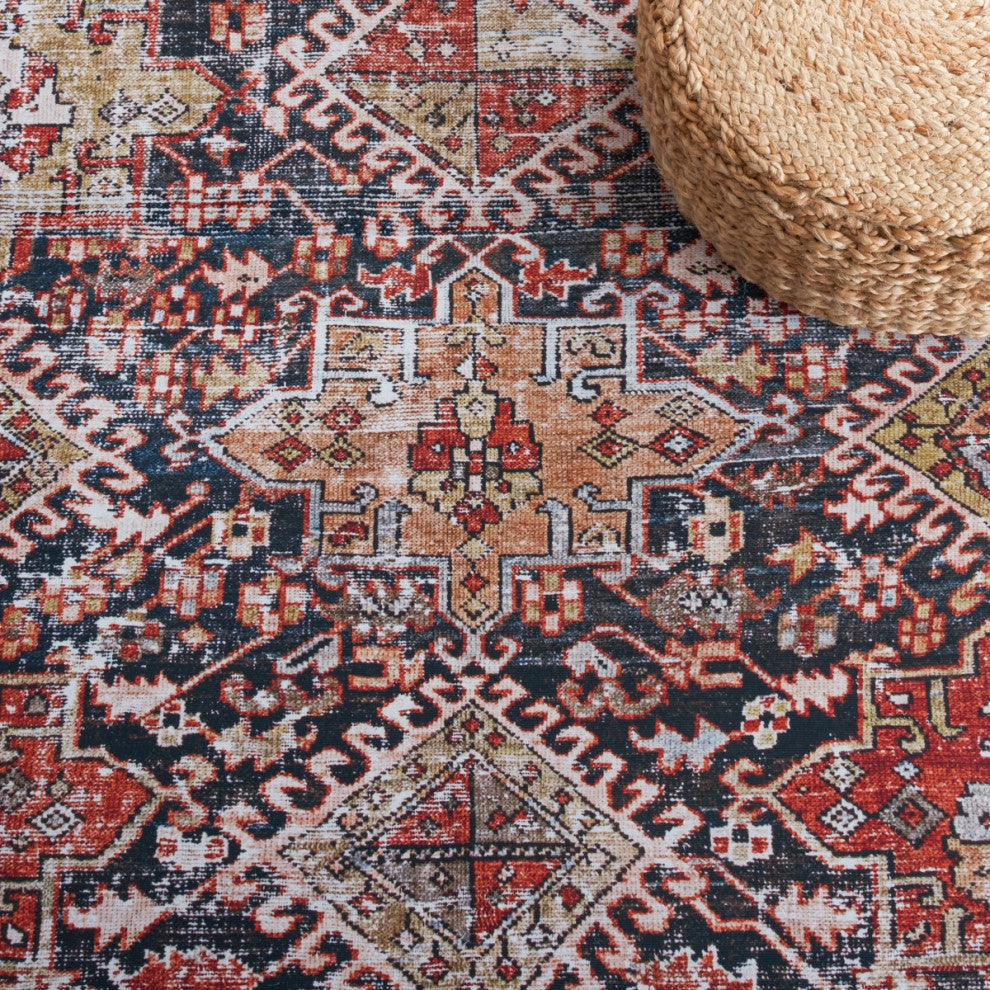 Safavieh Tucson TSN130 Rug Machine-Washable, Navy/Rust, 4'x6'