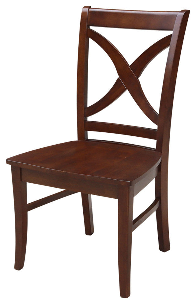 Set of Two Vineyard Curved X Back Chairs, Espresso