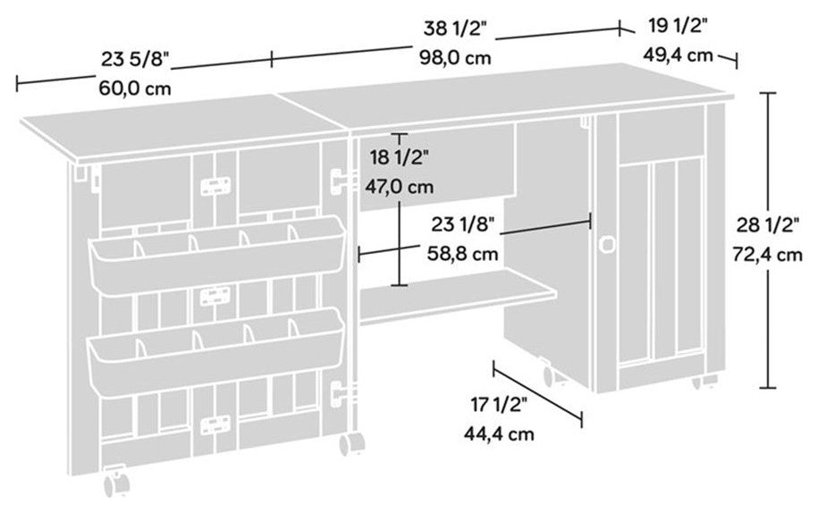 Sauder Engineered Wood Sewing Craft Cart in Vintage Oak Finish