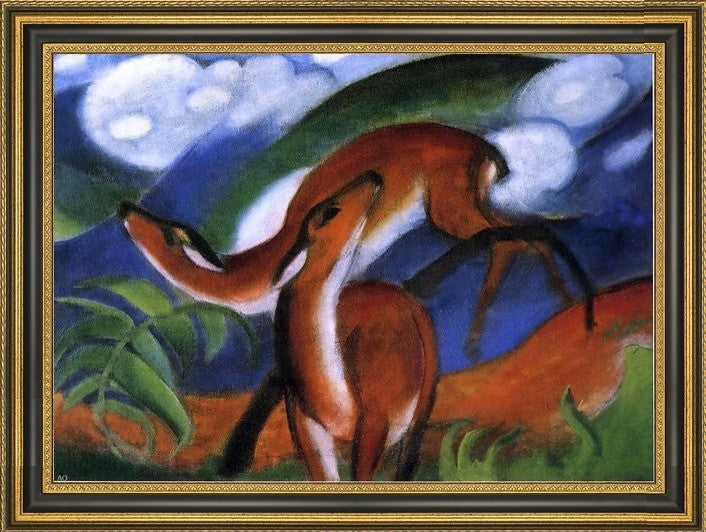 Franz Marc Red Deer II - 18" x 27" Framed Premium Canvas Print