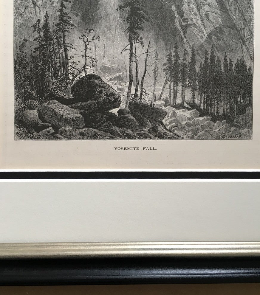 Original Vintage 1872 Yosemite Falls Print Framed