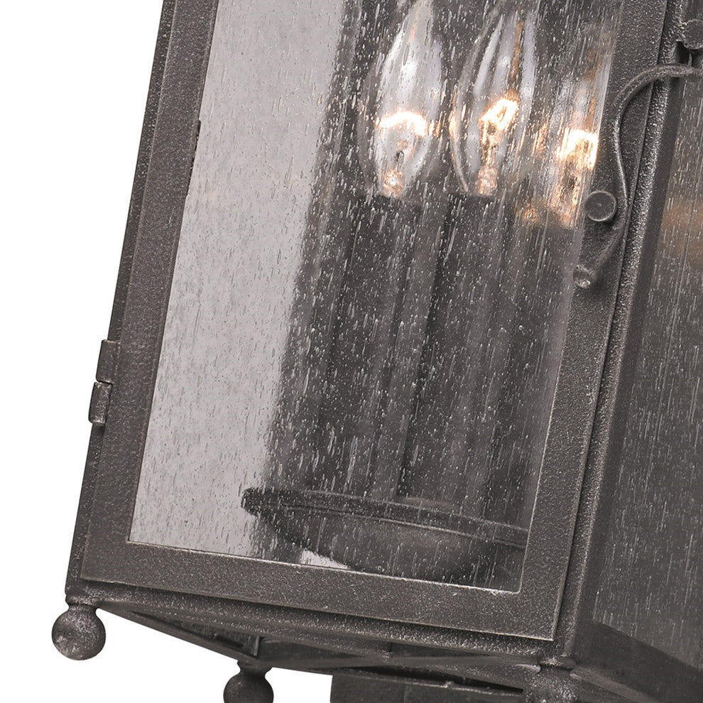 Larchmont, Outdoor Wall Lantern, Medium - 8", Clear Seeded Glass - Incandescent