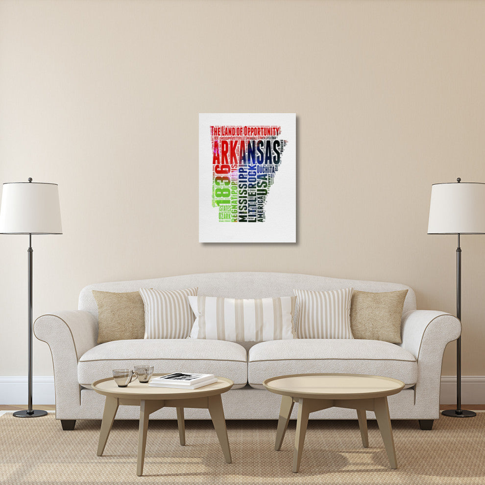 "Arkansas Watercolor Word Cloud" Fine Art Print