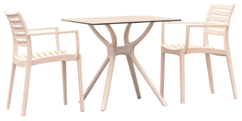 Artemis Dining Set With 2 Arm Chairs White