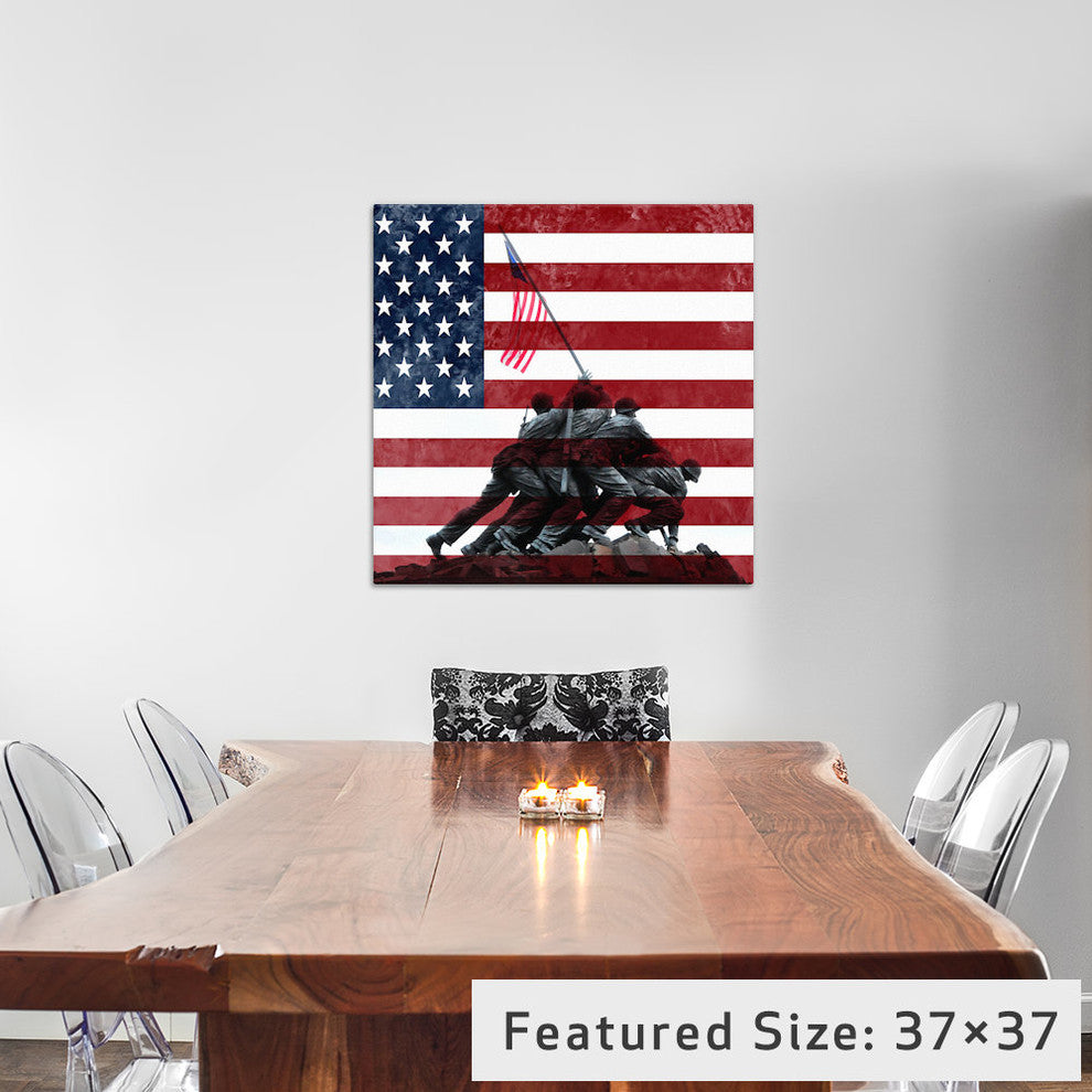 "Raising the Flag on Iwo Jima US Constitution" by iCanvas, 37x37x1.5"